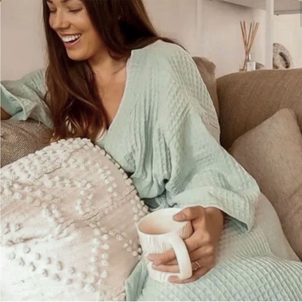 Bathen mint waffle robe